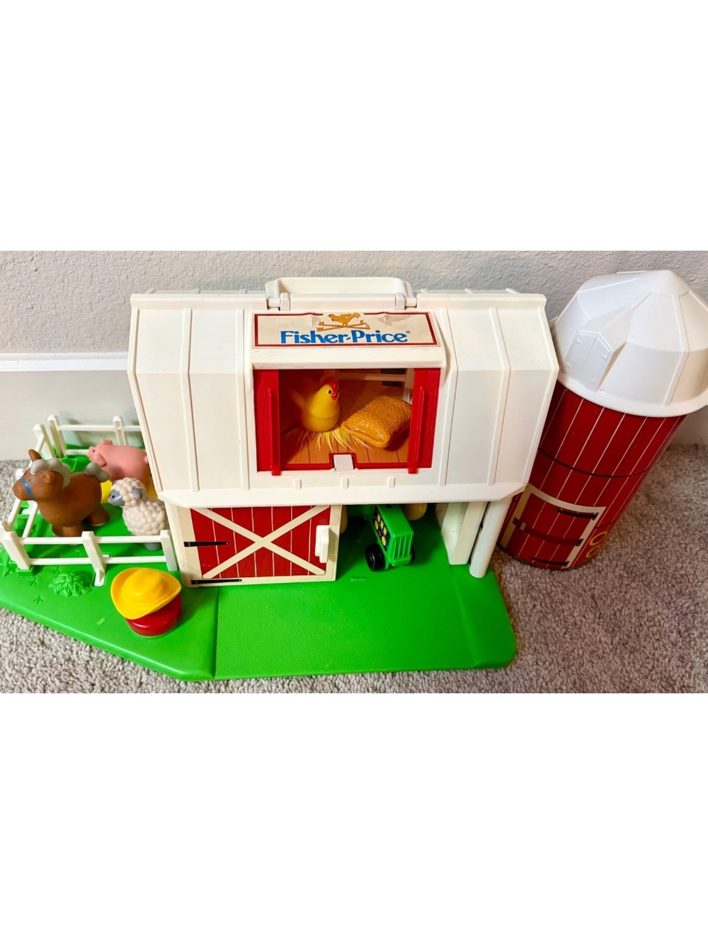 Vintage Fisher-Price Little People Farm Barn & Silo With Animals Playset